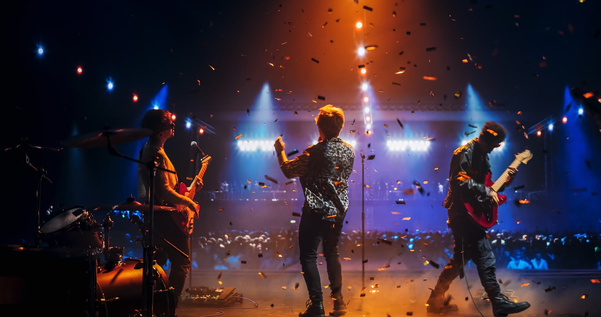 Band on a confetti-lit Grand Finals stage